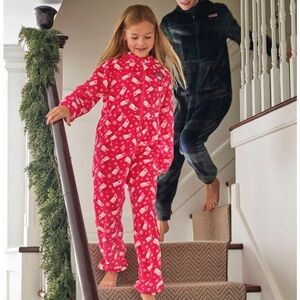 Vineyard Vines Youth High-Pile Hooded Onesie Xmas Pajamas